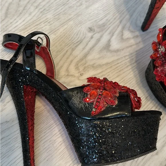 Pleaser Black and Red Women's Heels - Picture 2 of 3